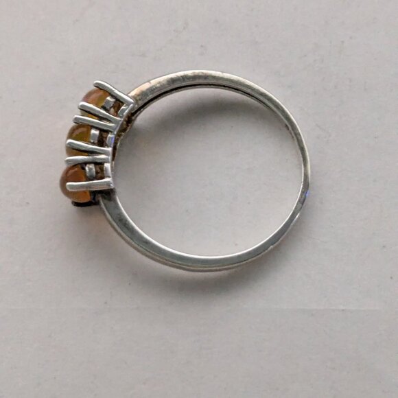 Orange Opal Cabochon 925 Sterling Silver Ring Size 8.5 - Picture 3 of 6